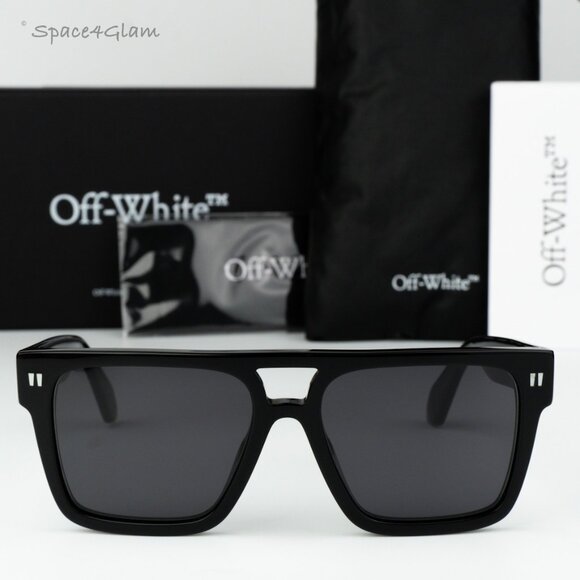 Off-White Men Sunglasses Black Grey Square OERI133 SPRINGFIELD 100 NEW AUTHENTIC - Picture 1 of 12